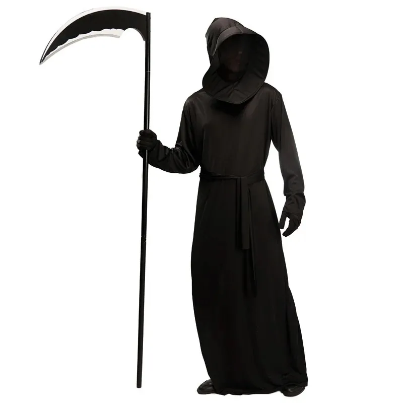 2024Halloween male black ghost costume Ghost Festival sickle monster role-playing costume Death God stage performance costume