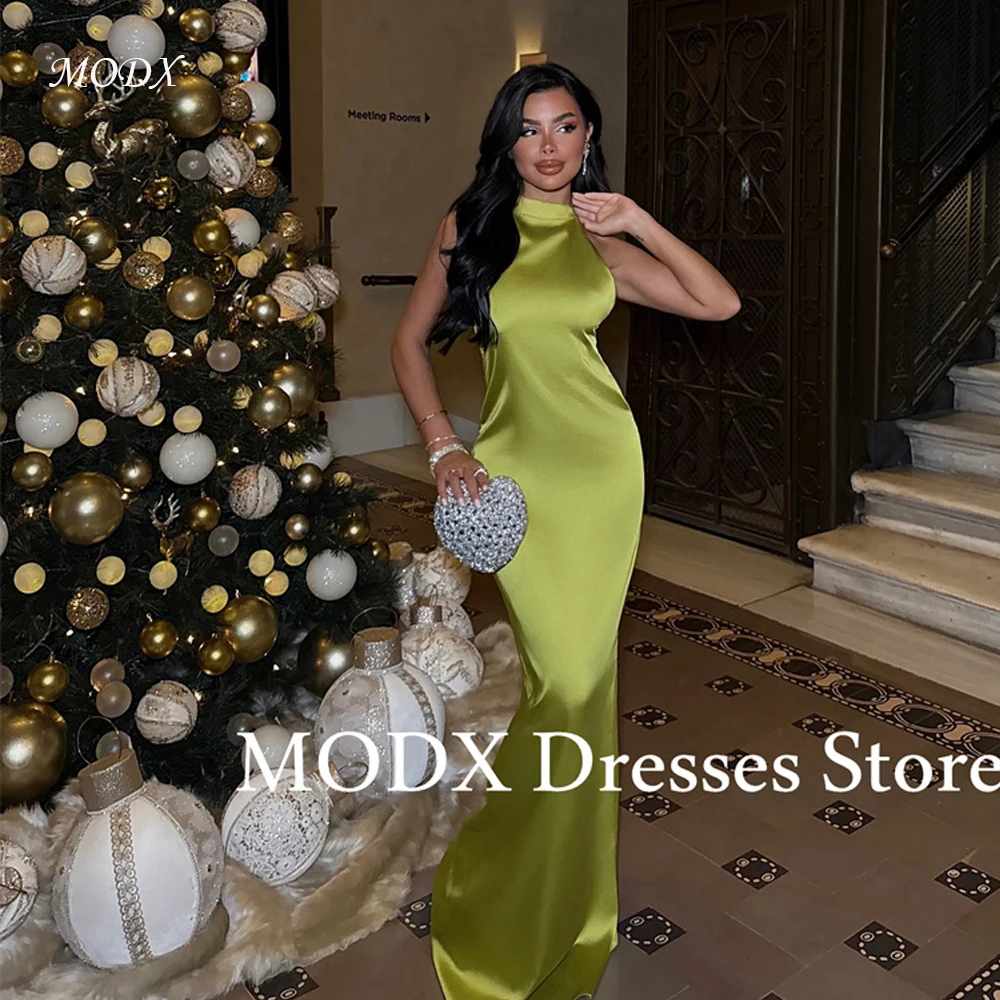 

MODX Шелковые вечерние платья с высоким воротом Дубай Арабские женщины без рукавов длиной до пола, платья для выпускного вечера, пляжные вечерние платья по индивидуальному заказу