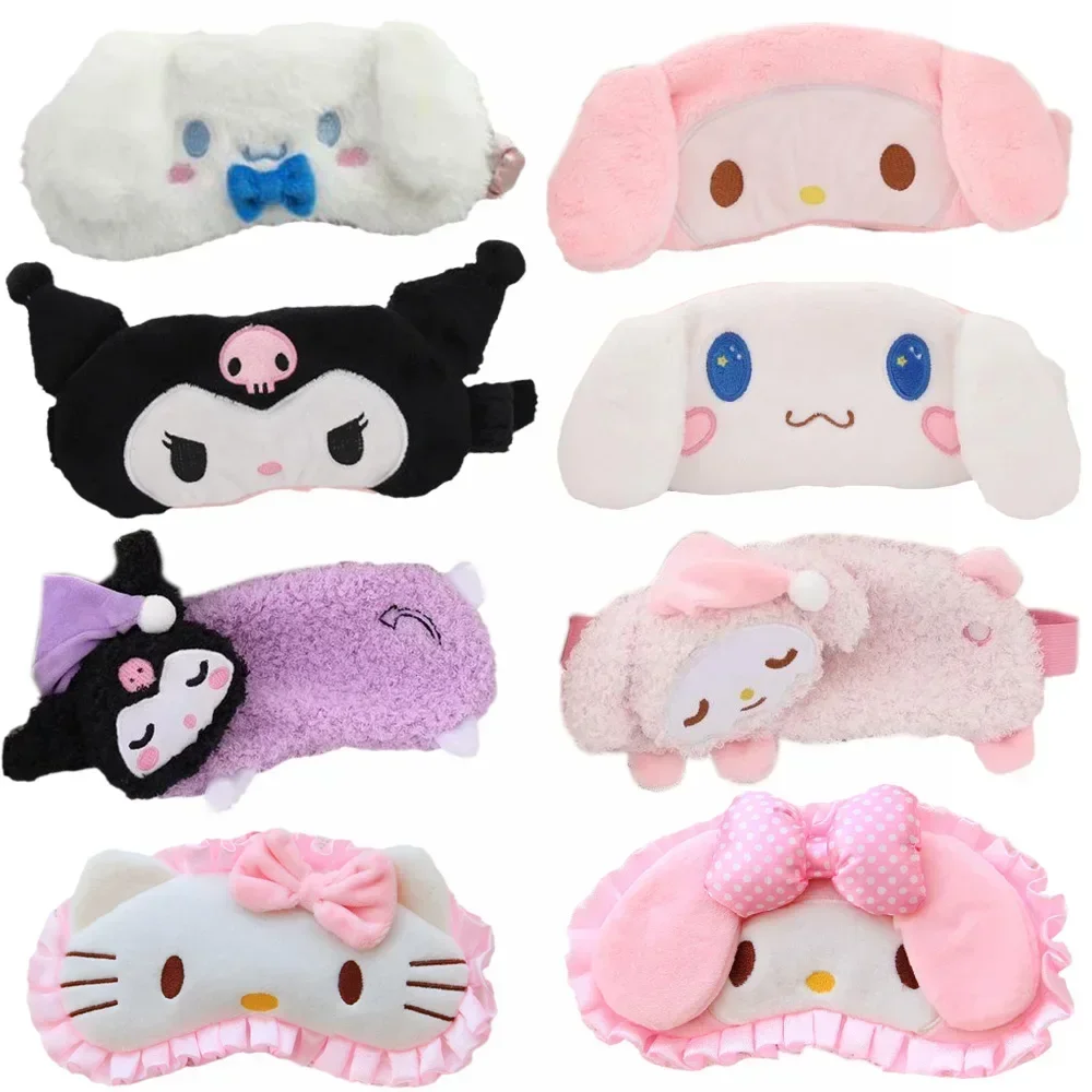 Sanrioed My Melody Cinnamoroll Kuromi Kittly Plush Anime Plushie Kawaii Girl Blackout Sleep Eye Mask Lovers Birthday Gift