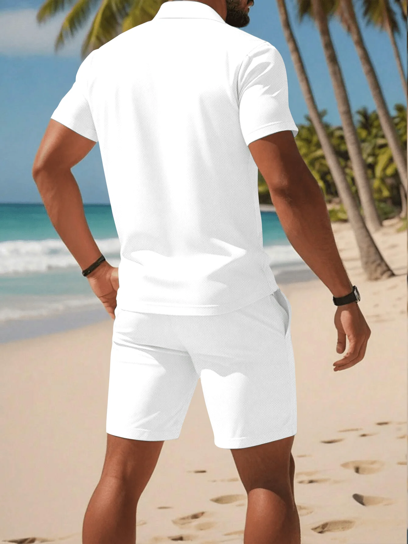 2026 Summer Men's Polo Shirt Set - 3D Printed Design Breathable Lightweight Comfortable Fashionable Outdoor Men's Clothing - view 2