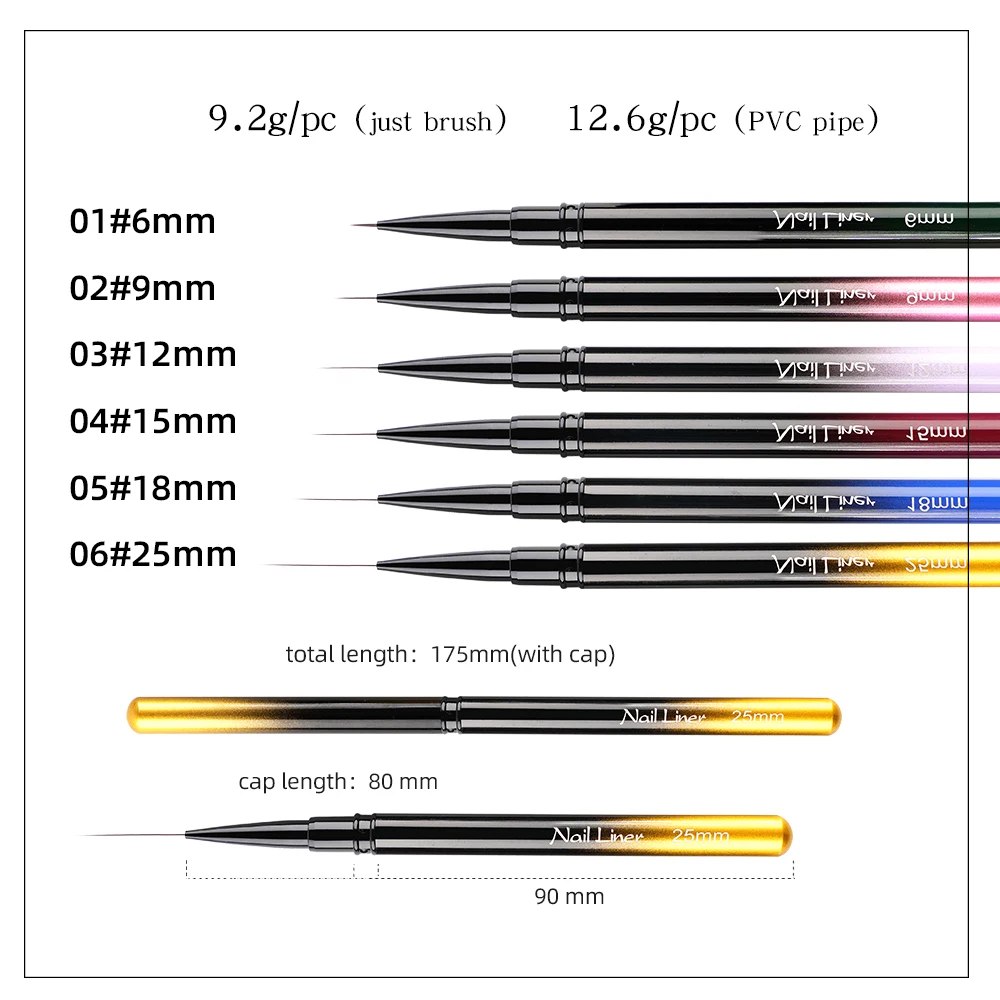 3Dフレンチネイルアートブラシクリーナーライナーアクリルダストセットデザイン（アクリルブラシ11mmパウダーコリンスカイ用ネイル用）