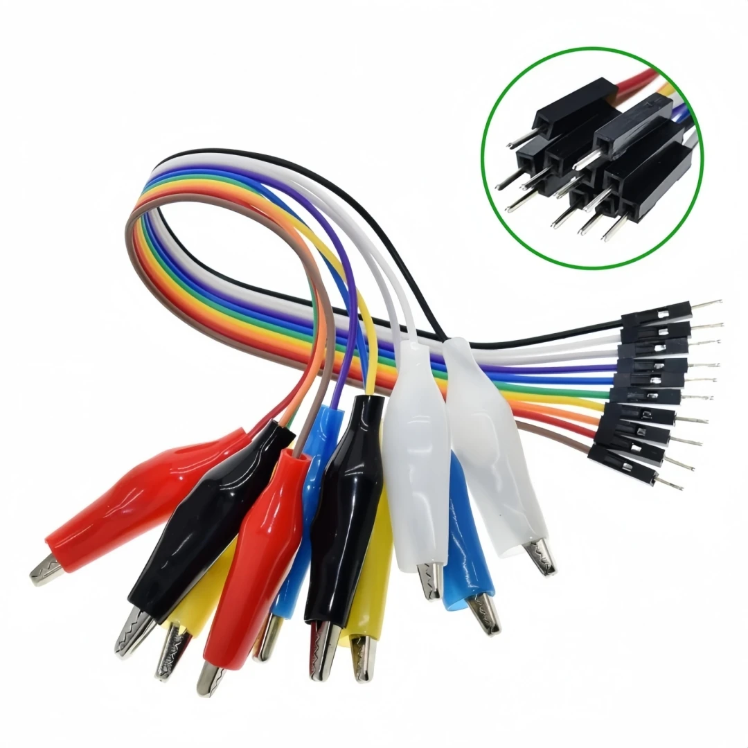 20cm 30cm 10pin Double-end Alligator Clips jump Wire Male Female Crocodile Clip Test Lead Jumper Wire Line Cable Connection