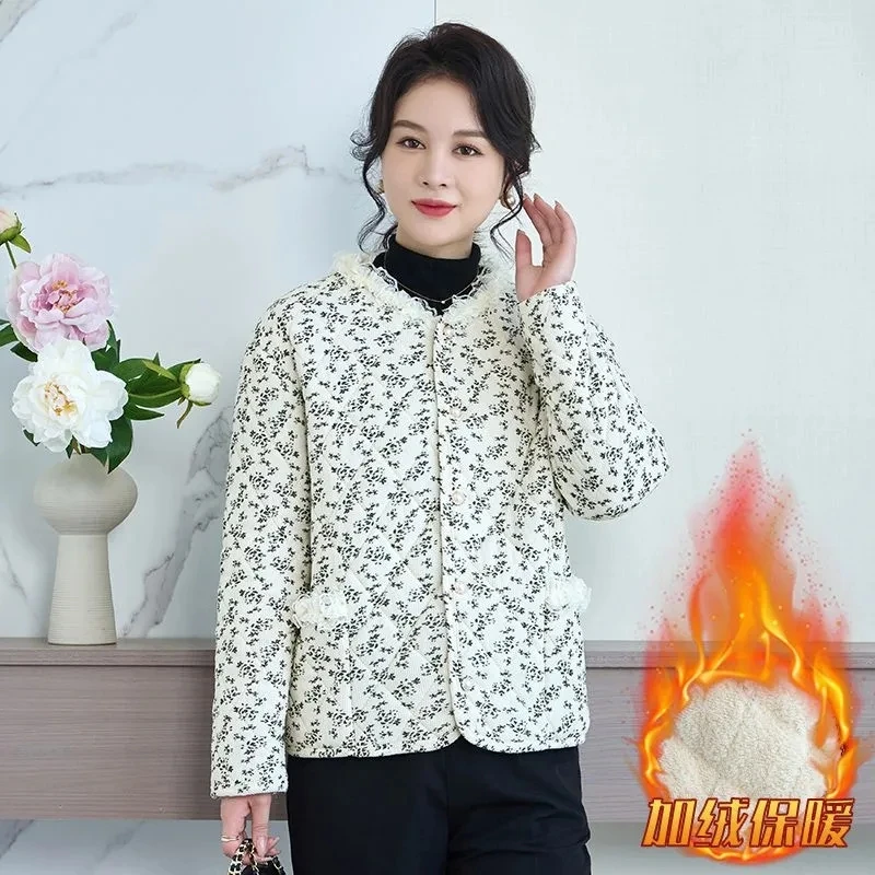 

Warm Cotton-padded Jacket and Fashion Velvet Padded Collarless Lace Fashion Warm Cotton-padded Jacket Cotton-Padded Jacket Coat