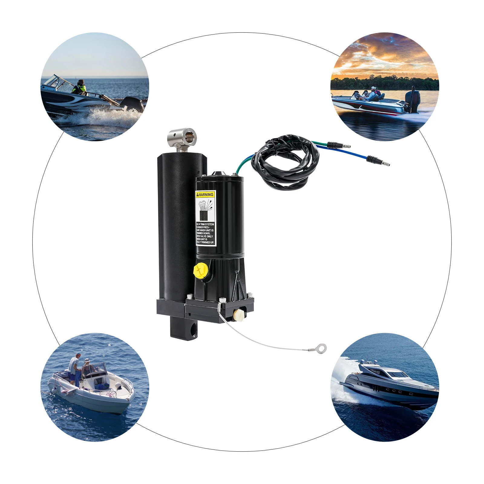 500W Electric Outboard Tilt Trim Unit, Replaces 8M0171818, 830250T5, 8M0090335, Fits 75-115HP 4-Stroke Marine Outboards