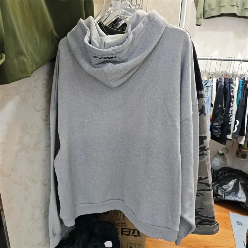 Black Gray PROJECT G/R Hoodie Loose Casual Sweatshirts Men Women High Quality Frame Letter Print Washed Do Old Pullovers