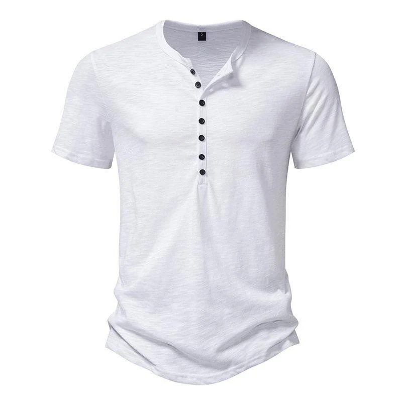 2024 Mens Cotton Linen Shirt Short Sleeve V-Neck Casual Beach Comfortable Fashion Mens T-Shirt