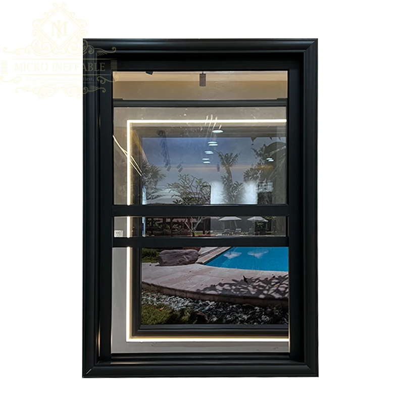 New Design Aluminum Glass Automatic Double Hung Living Room Windows