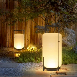 Modern Outdoor Indoor Floor Lamp White Acrylic Charging Solar Power Supply Lighting For Garden Hotel Parlor Dining Room Bedroom