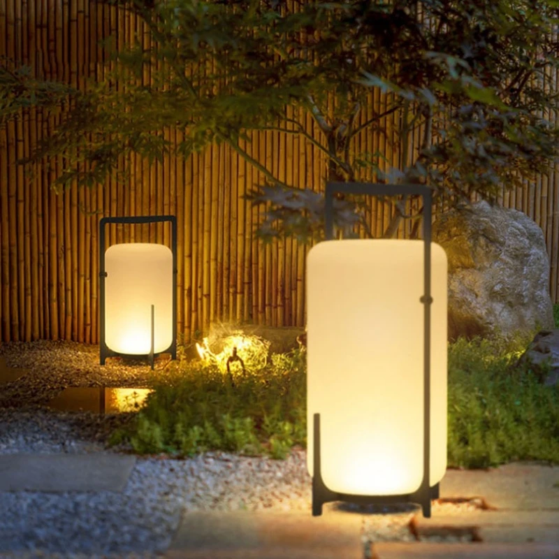 modern outdoor indoor floor lamp branco acrilico carregamento fonte de energia solar iluminacao para jardim hotel sala de jantar quarto 01