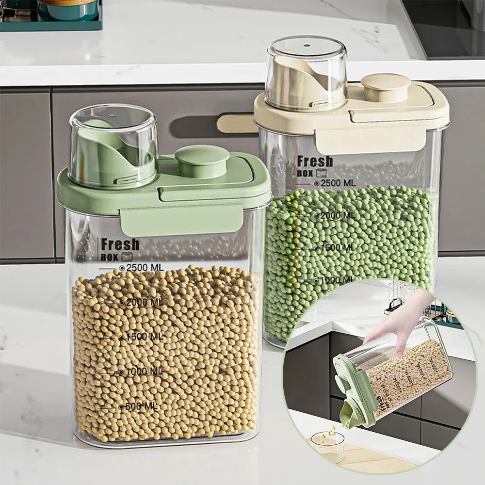 

1600/2800ML Sealed Rice Bucket Flour Storage Box Pet Grain Storage Bucket Cat Grain Bucket Miscellaneous Grain Rice Jar