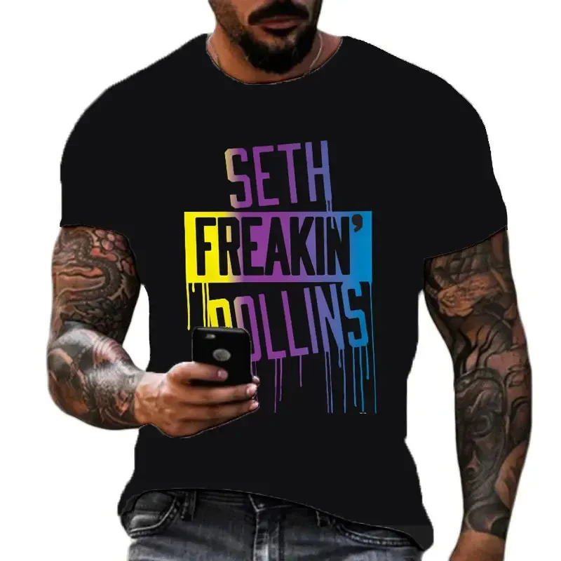 2024 New Men's Casual Fashion Printed 3D T-Shirt Famous wrestler Seth 