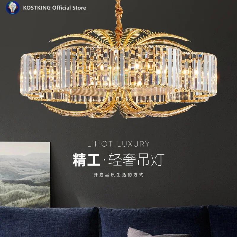 

American-Style Minimalist Luxury Crystal Chandelier - Simple Round Design - French-Style Living Room Main Light - Dining Room -