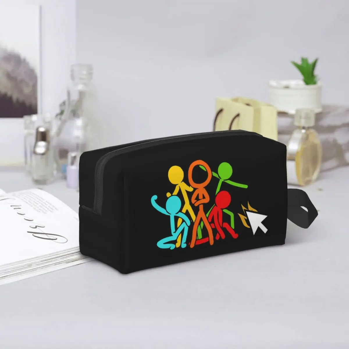 Five Stick Figures Alan Becker Gaming Makeup Bag Cosmetic Organizer Storage Dopp Kit Toiletry Cosmetic Bag for Women Beauty