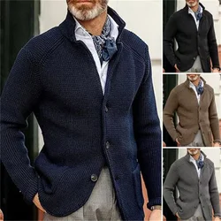 Suéter de cardigan de malha retrô masculino, suéteres verdes militares, casacos de moda, roupas européias e americanas, outono, 2023