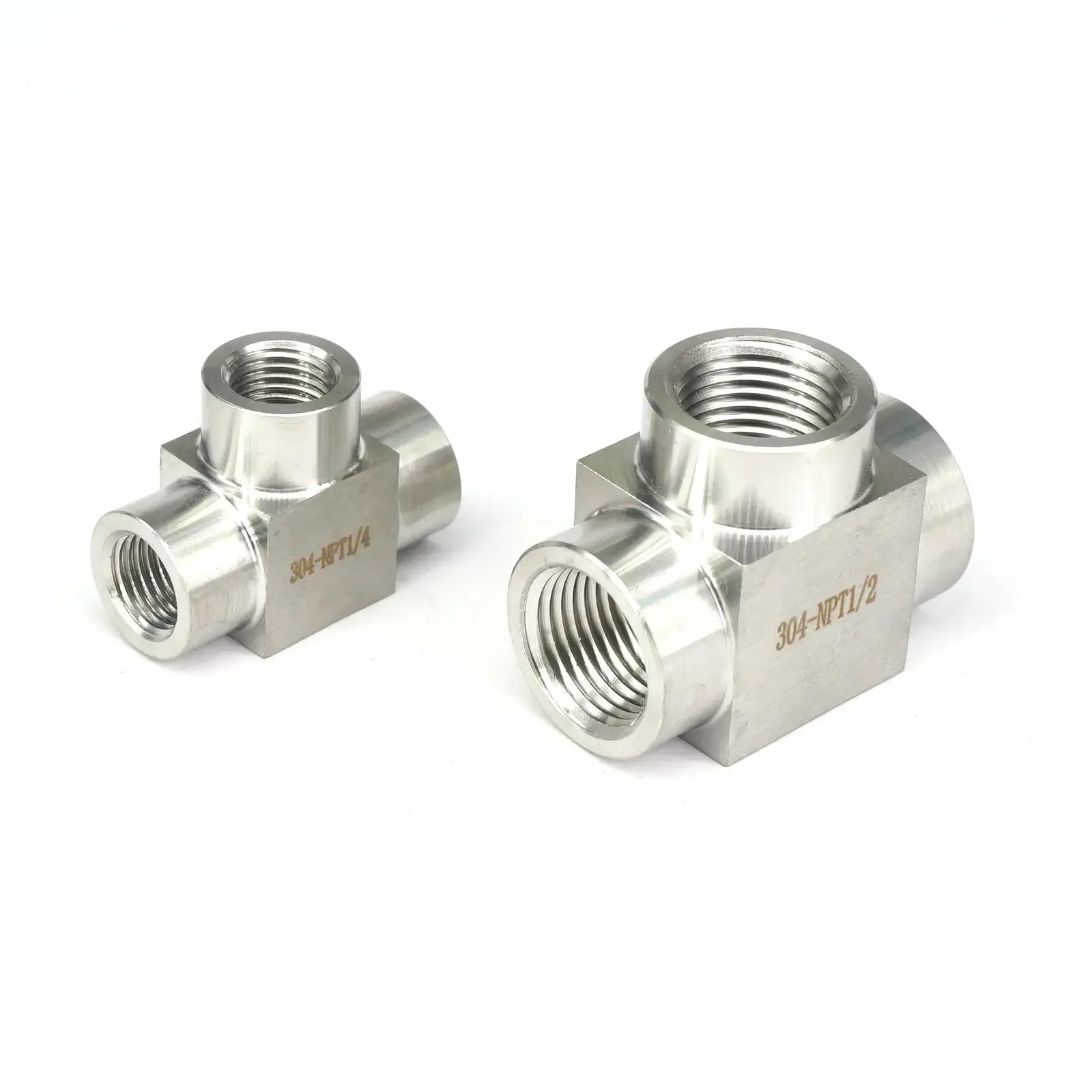 High Pressure M10x1 M14x1.5 M16x1.5 M18x1.5 M20x1.5 Metric Thread Female  304 Stainless Steel Tee 3 Ways Pipe Fitting300 Bar