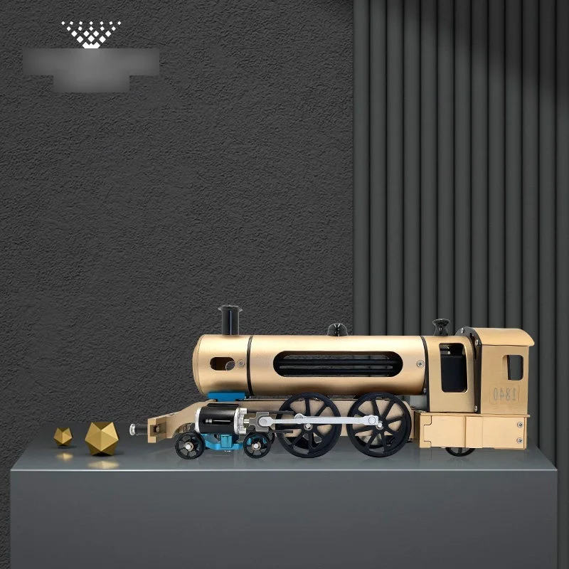 DM221 Two-Wheel Steam Locomotive Metal Mechanical Model Kit DIY 3D Assembly Science Learning Toy