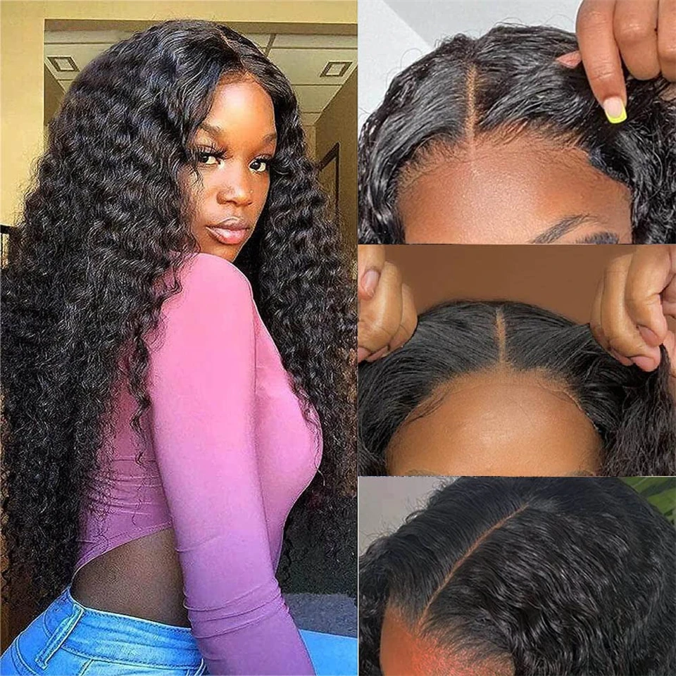 

FABHAIR Wear and Go, бесклеевой парик для начинающих, парики с глубокой волной, передние парики на сетке, предварительно собранные человеческие волосы 180%, парики на 4x4