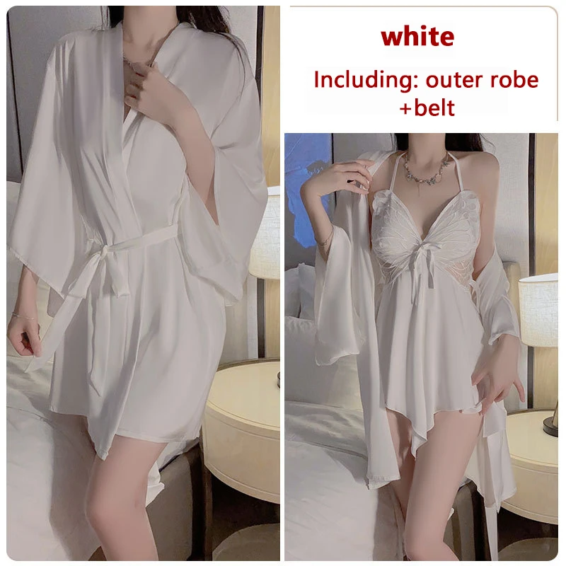 Sexy Women Loungewear pigiama di seta Set di abiti da mattina per la sposa tentazione senza schienale seta di ghiaccio confortevole abito