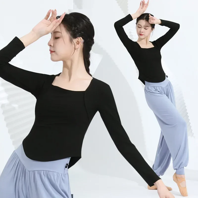 Dance practice clothes, tops, female adult body dancing, short sleeves, Chinese classical modern dance art test