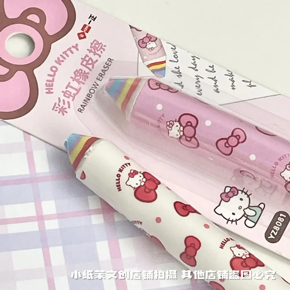 Genuine Hello kitty Rainbow Eraser Cute Cartoon Student Eraser Creative Pencil Eraser anime figure