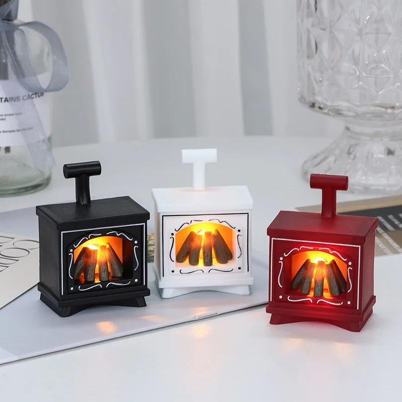 LED Mini Luminous Simulation Small Fireplace Dollhouse Accessories Creative Home Decorations Ornaments Electronic Candle Light