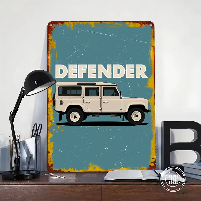 UK Car Rover Defender Long Metal Poster Customized Wall Art Retro Vintage Tinplate Signs for Home and Decoration Gaming House