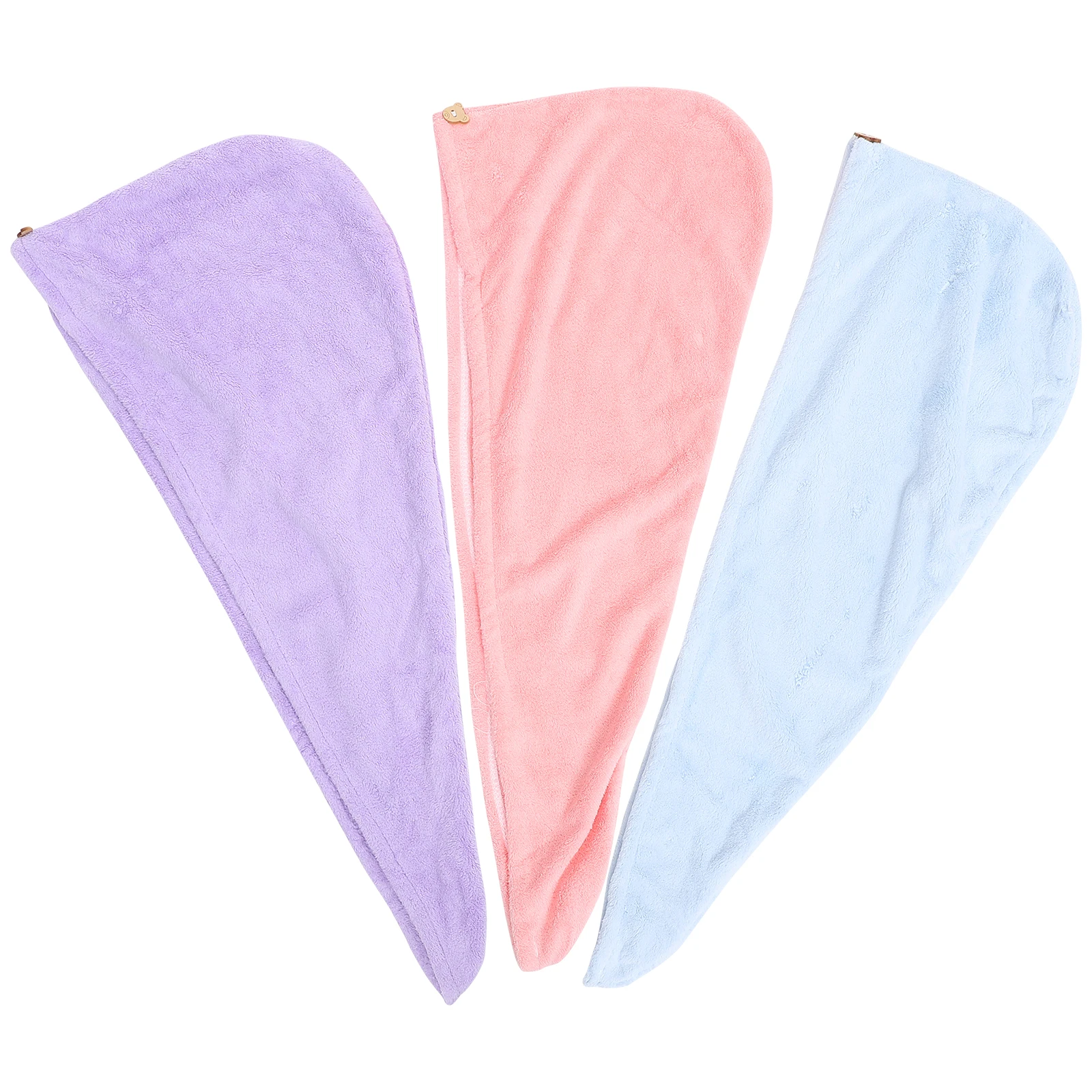 

3pcs Coral Hair Drying Cap Thickened Absorbent Bath Travel Gym Fiber Comfortable Durable Face Makeup Towel