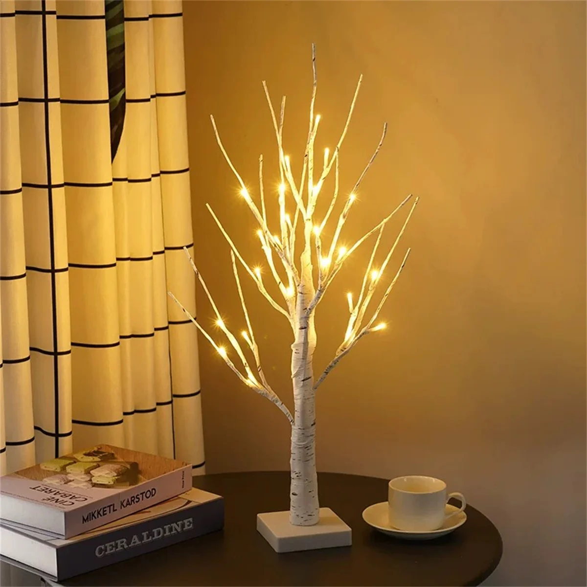 LED simulation birch tree bedroom, living room, party decoration, battery, USB dual-use, warm and romantic atmosphere·