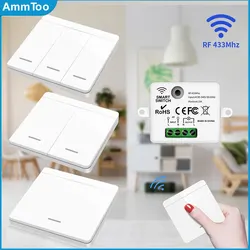 Wireless Light Switch 433MHz Remote Control 1/2/3Gang Interruptor Wall Smart Lighting Switch 10A 110V 220V For Lamp LED