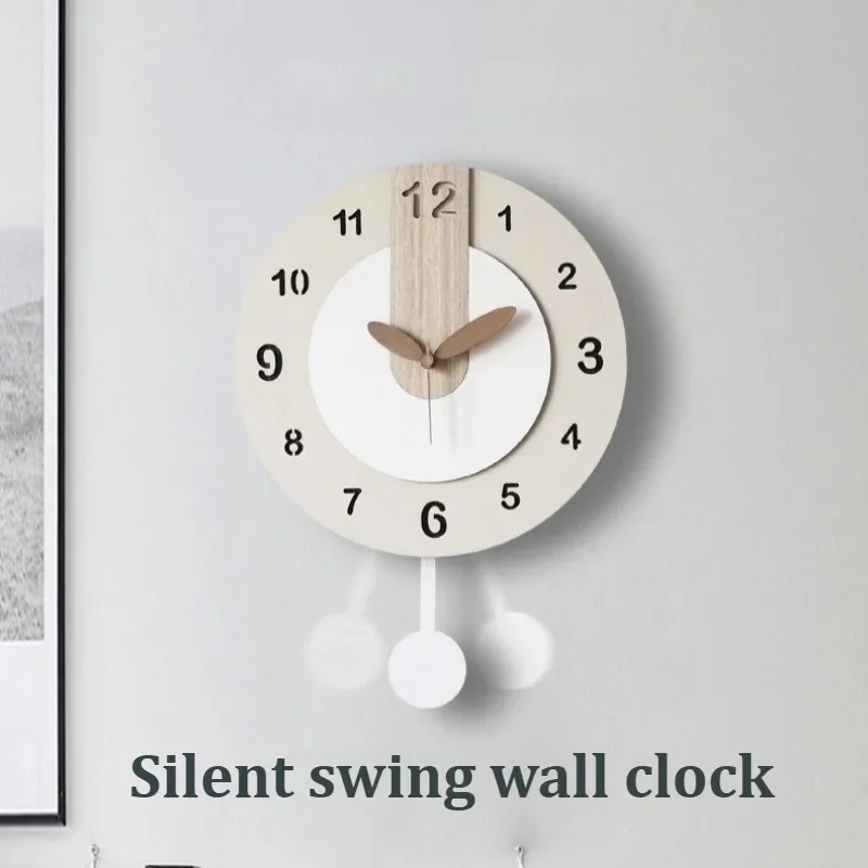 Wood Wall Clocks Modern Minimalist Pendulum Clock Elegant Silent Interior Decorative Clock Stylish Wall Watch For Living Room