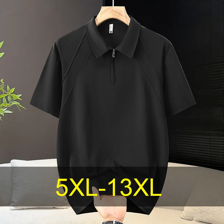 Solid Color Polo Shirt Men Summer Short Sleeve Polo Shirts Plus Size 13XL 10XL Male Polo Shirts Big Size 13XL