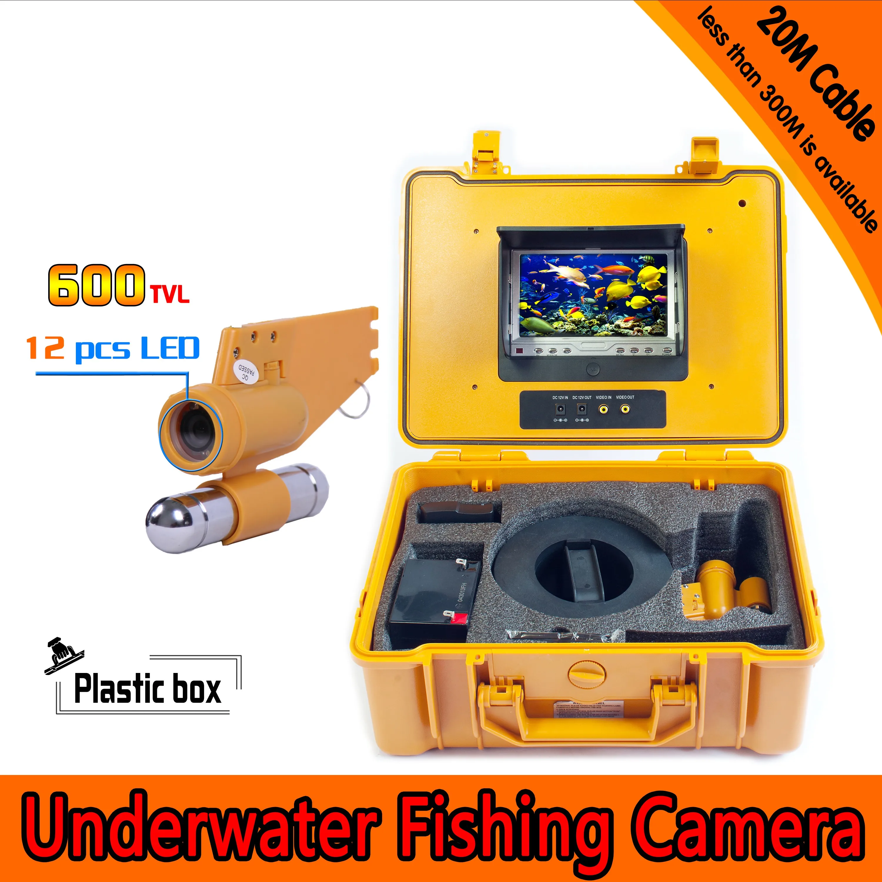 7 インチ画面 600TVL HD 水中 20/30/50/100 メートル釣りカメラ CMOS ボアスコープ検査魚群探知機内視鏡 CCTV カメラ