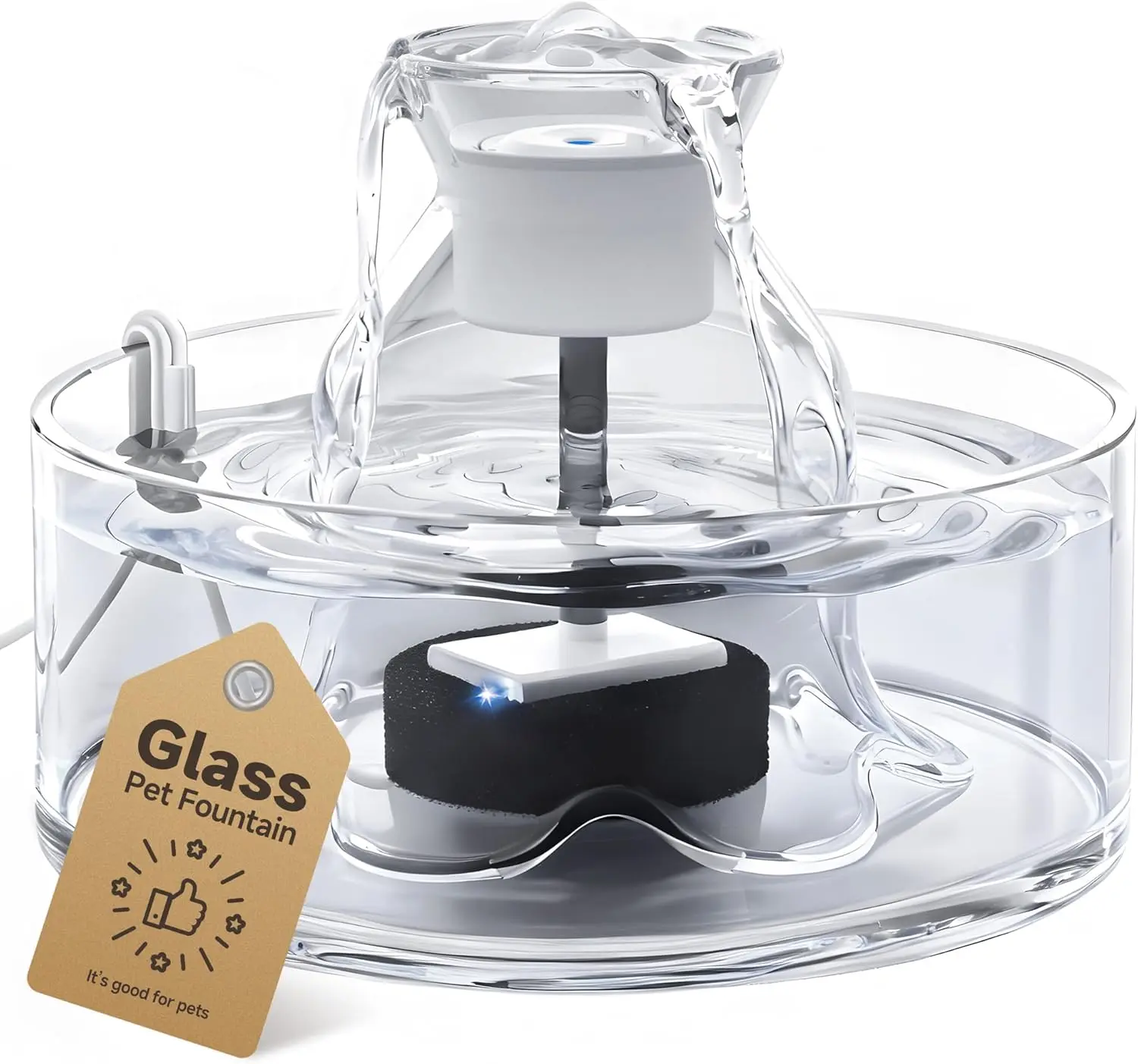 

2.7L Ultra-Quiet Cat Water Fountain, Automatic Pet Dispenser with 2 Filters, BPA-Free, Easy Clean