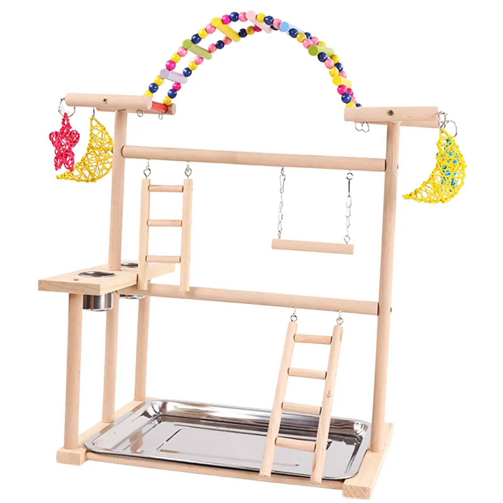 Parrot Playground Parrot Playstand Bird Cage Accessories Bird Gym Wood Perch Gym Playpen for Macaws Parakeet Parrot Lovebird