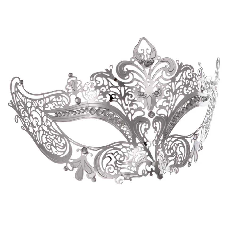 

Premium Black Plated Lace Mask with White Rhinestones Perfect for Costume Party Masquerade Cosplay Mysterious Atmosphere Diamond