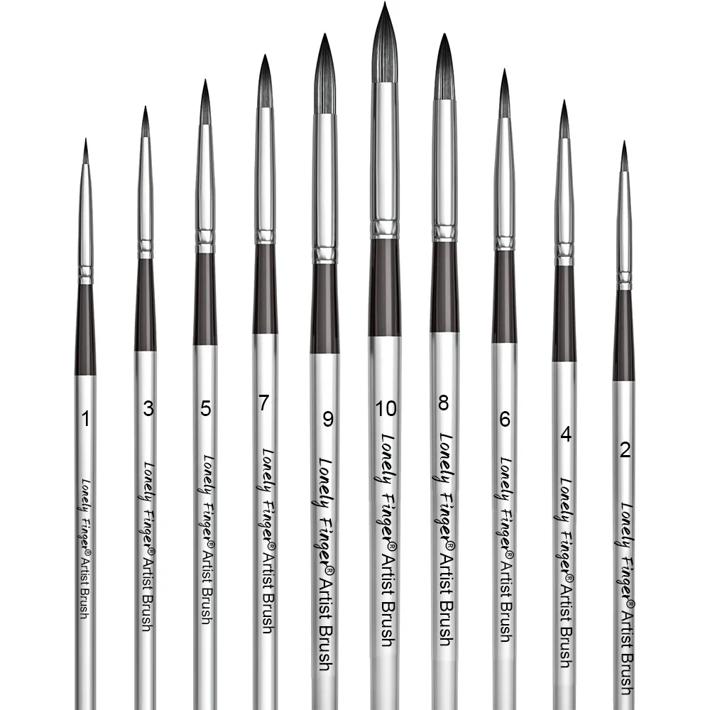 

10 шт. кисти для акварельных красок, круглые/плоские/угловые/Filbert Tip, набор кистей для рисования художника для акварели, акрилового масла, гуаши
