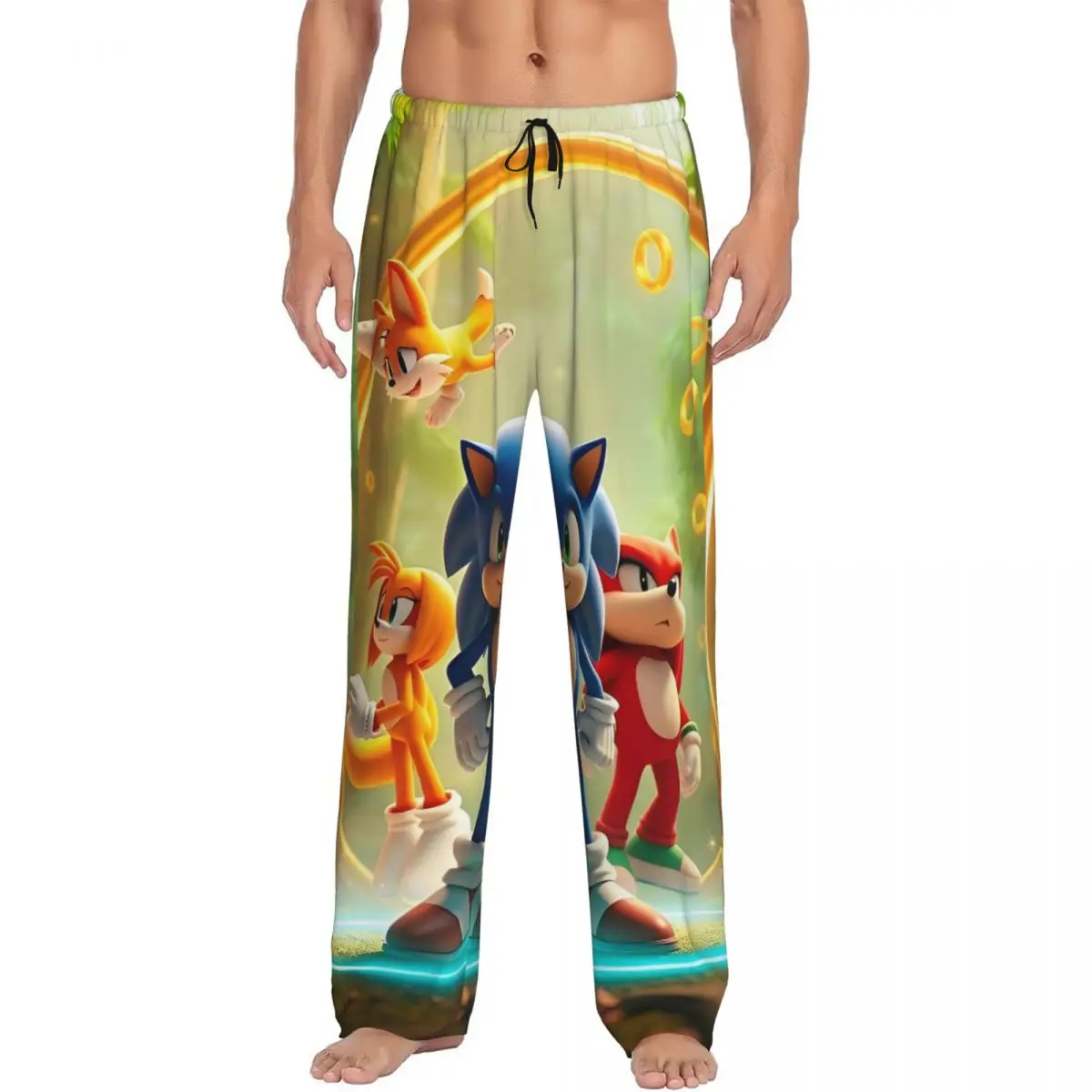 

Custom Soniced Pajama Pants for Men Hedgehog Game Lounge Sleep Drawstring Sleepwear Bottoms with Pockets