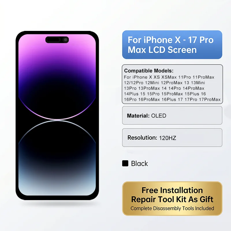 OLED 17 LCD For iPhone X XS XR 11 12 13 PRO Screen For iPhone 14 Plus 15 pro Touch Screen For INCELL 16 Pro Max Display 12 Mini