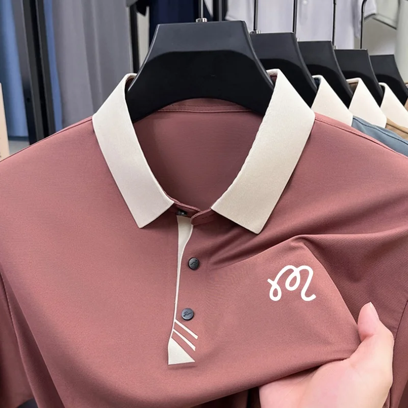 Light Luxury Exquisite Men's Original Printe POLO Shirt Cool Summer Lapel Short Sleeve T-Shirt Commuting High-End Men's Clothing