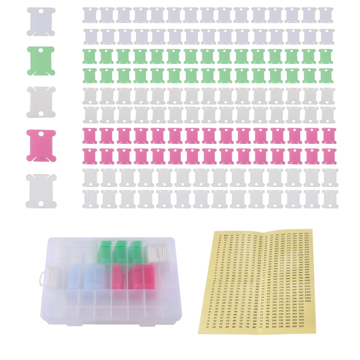 152Pcs Accessories Including Embroidery Thread Bobbins Organizer Box and Floss Number Sticker
