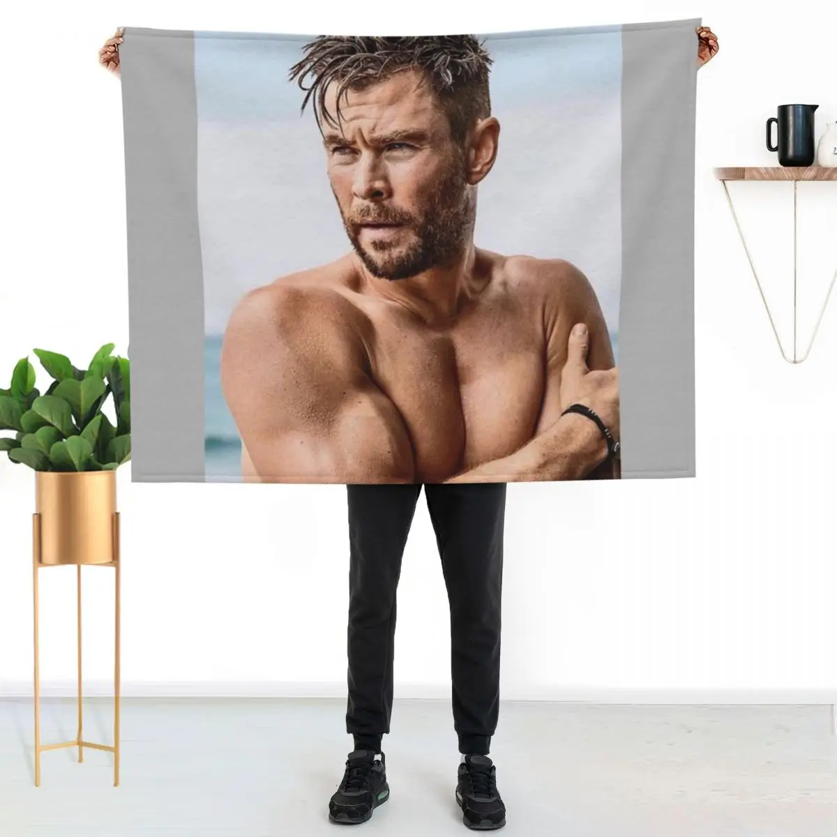 Chris Hemsworth Throw Blanket For Baby Plaid christmas gifts Flannel Fabric Furry anime Blankets