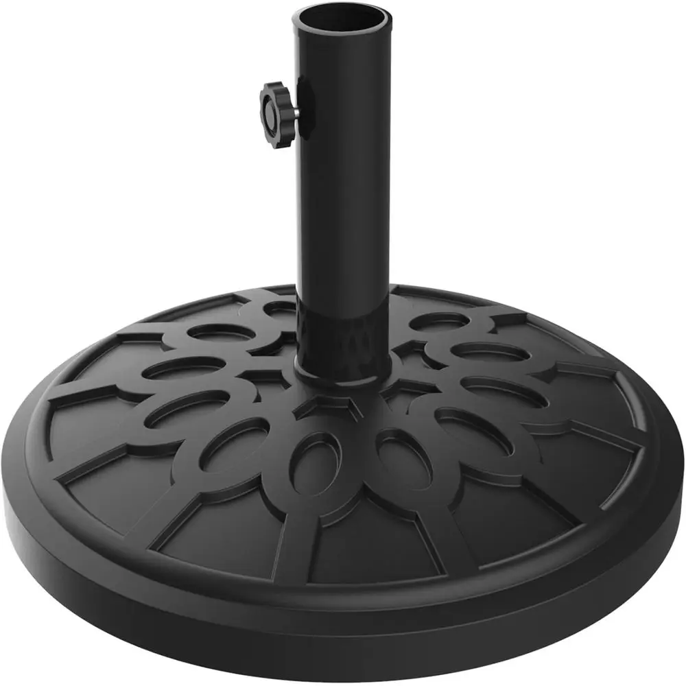 

Прочная подставка для уличного зонта весом 19 фунтов для садовых столов и легких зонтов-штативов (черная)