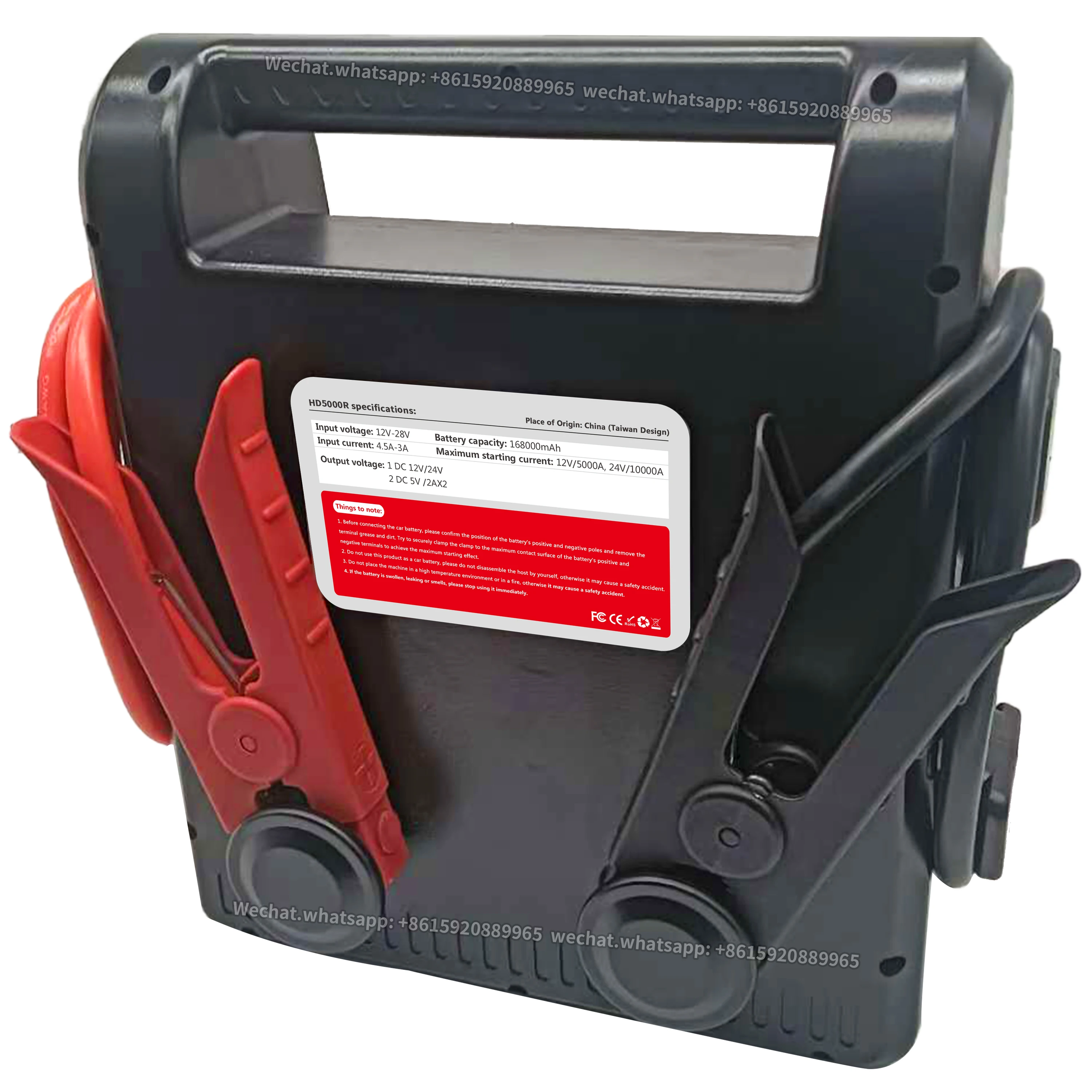 Jump Starter 12V/24V  Truck Battery Booster Pack With Commercial Jumper Cables DC/USB Power for Charging Phones