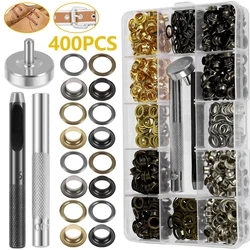 400Pcs Grommet Kit 3/16inch Eyelets Punch with Hole Punch Tool Brass Eyelets Manual Grommet Press Machine for Leather Clothing