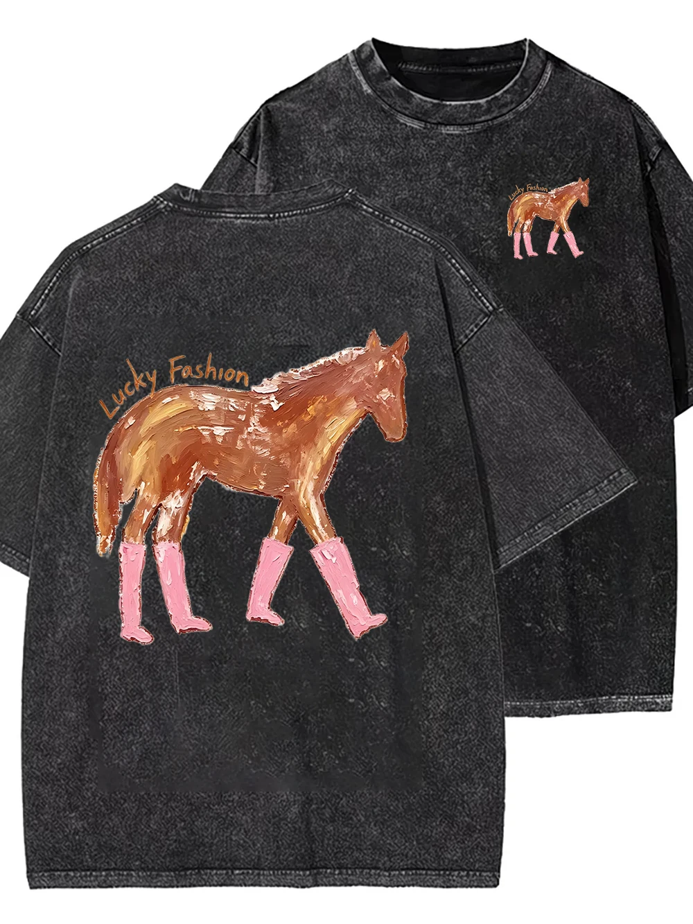 Vintage T-Shirt mit Pferdemotiv für Damen, Niedliche Rosa Stiefel und Pony-Print, Lustiges Western-Style Casual Streetwear Oberteil – Detail 3