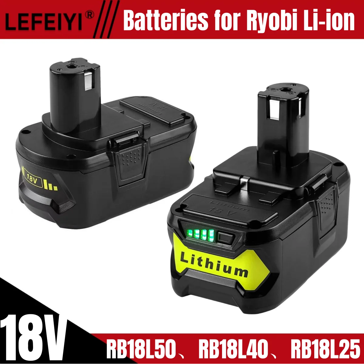 

Совместим с аккумуляторами Ryobi 18 В, 6,8 Ач / RB18L50, RB18L40, RB18L25.