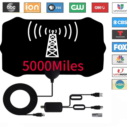 2024 최신 실내 디지털 TV 안테나, 5000 마일 범위 스마트 TV 안테나, HD 안테나 증폭 지지대, 8k 4K 1080p 