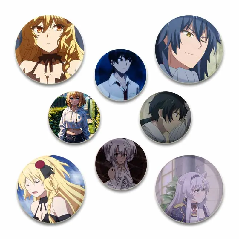 Akashic Record of Bastard Magic Instructor Anime Character Lapel Pins Creative Round Brooch Badge for Backpack Accessories Gifts