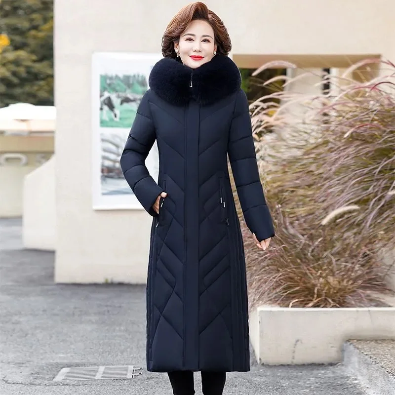 2025 nuovo inverno lungo Parka impermeabile piumino imbottito in cotone moda donna con cappuccio spesso caldo cappotto da neve capispalla femminile
