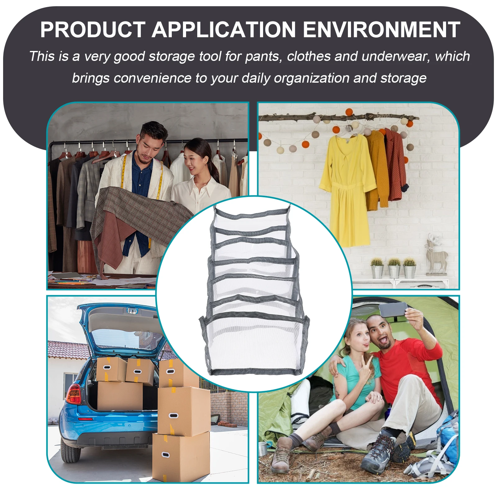 

Clothes Storage Box Mesh Underwear ganizer Multi grid Foldable Wardrobe Travel Pants Lingerie Divider Space Saving